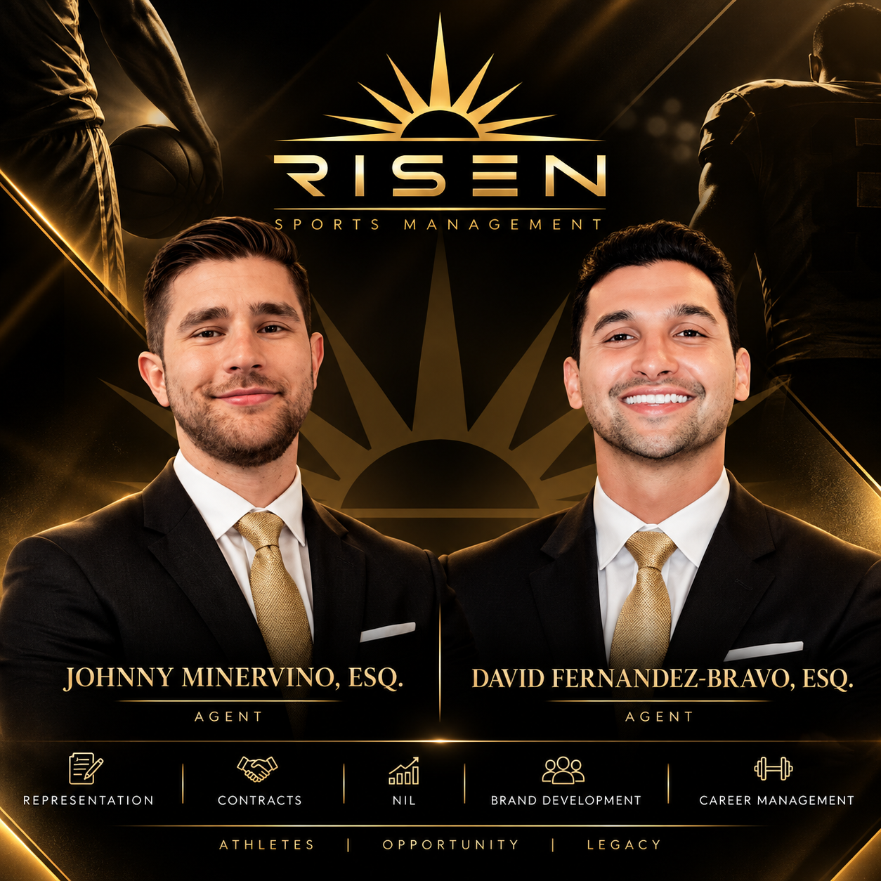 Johnny Minervino and David Fernandez-Bravo, Co-Founders of Risen Sports Management